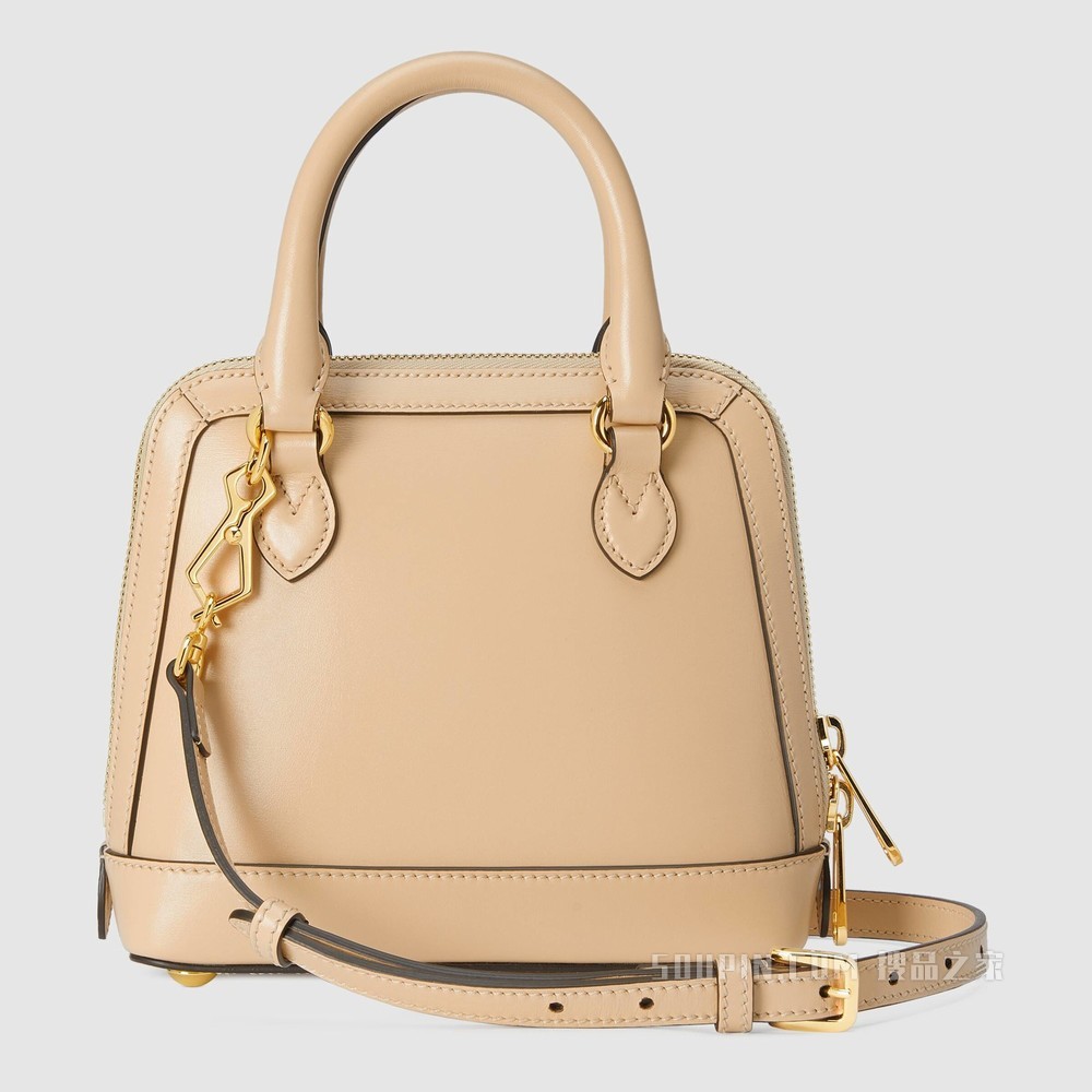 Gucci 马衔扣1955系列迷你手提包 米色皮革