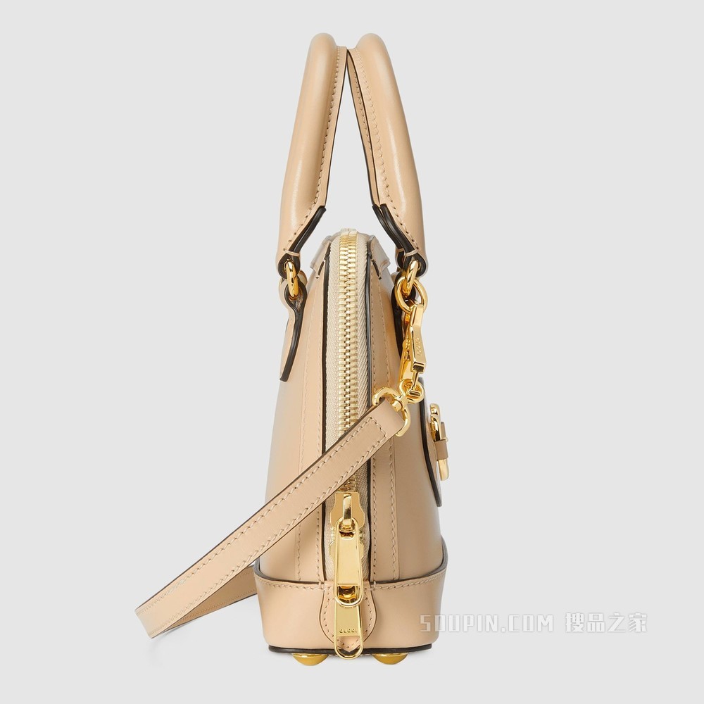 Gucci 马衔扣1955系列迷你手提包 米色皮革