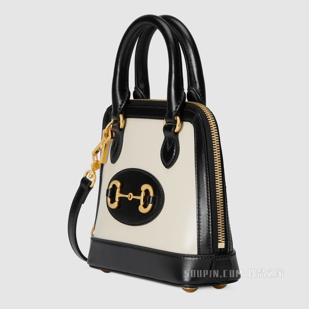 Gucci 马衔扣1955系列迷你手提包 白色皮革