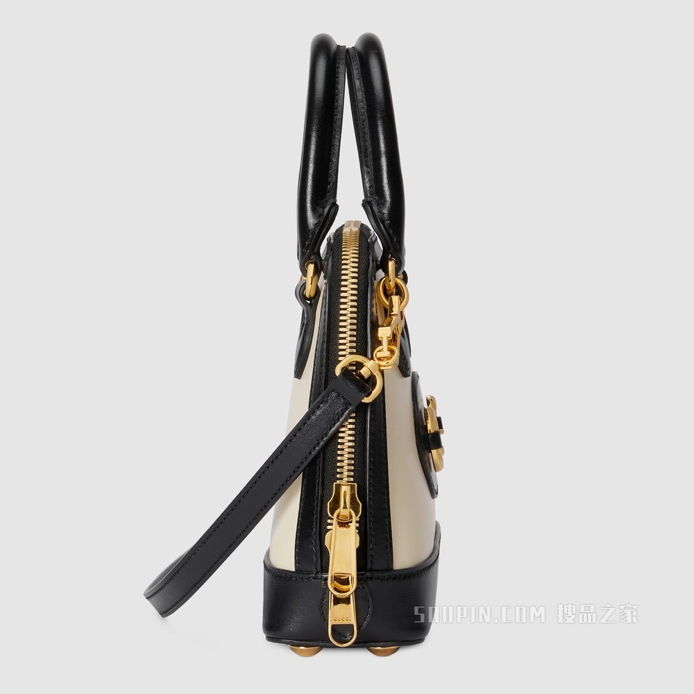 Gucci 马衔扣1955系列迷你手提包 白色皮革