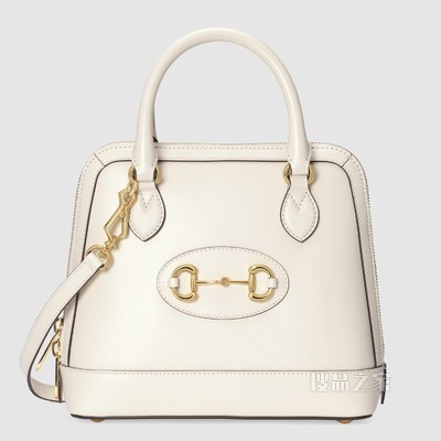 Gucci 马衔扣1955系列小号手提包 白色皮革