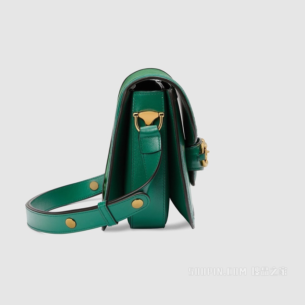 Gucci 马衔扣1955系列小号肩背包 绿色和鲜绿色皮革