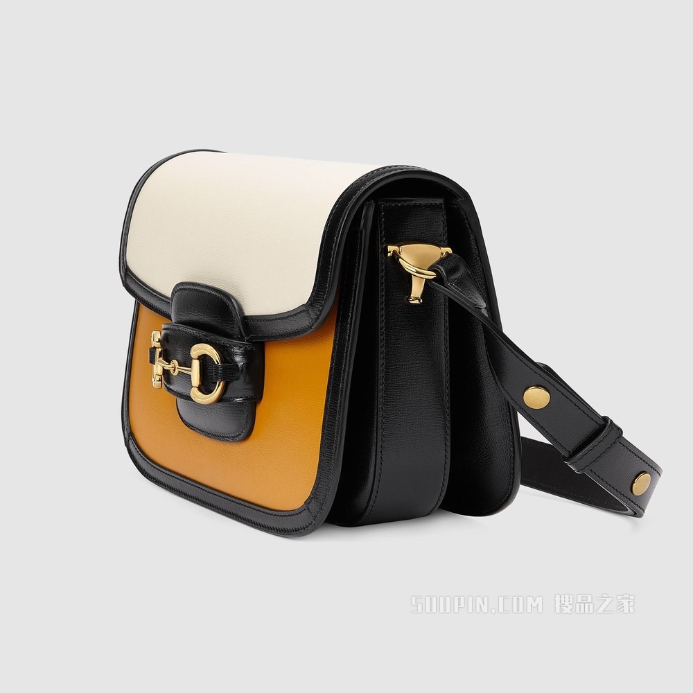 Gucci 马衔扣1955系列肩背包 焦橙色和白色皮革