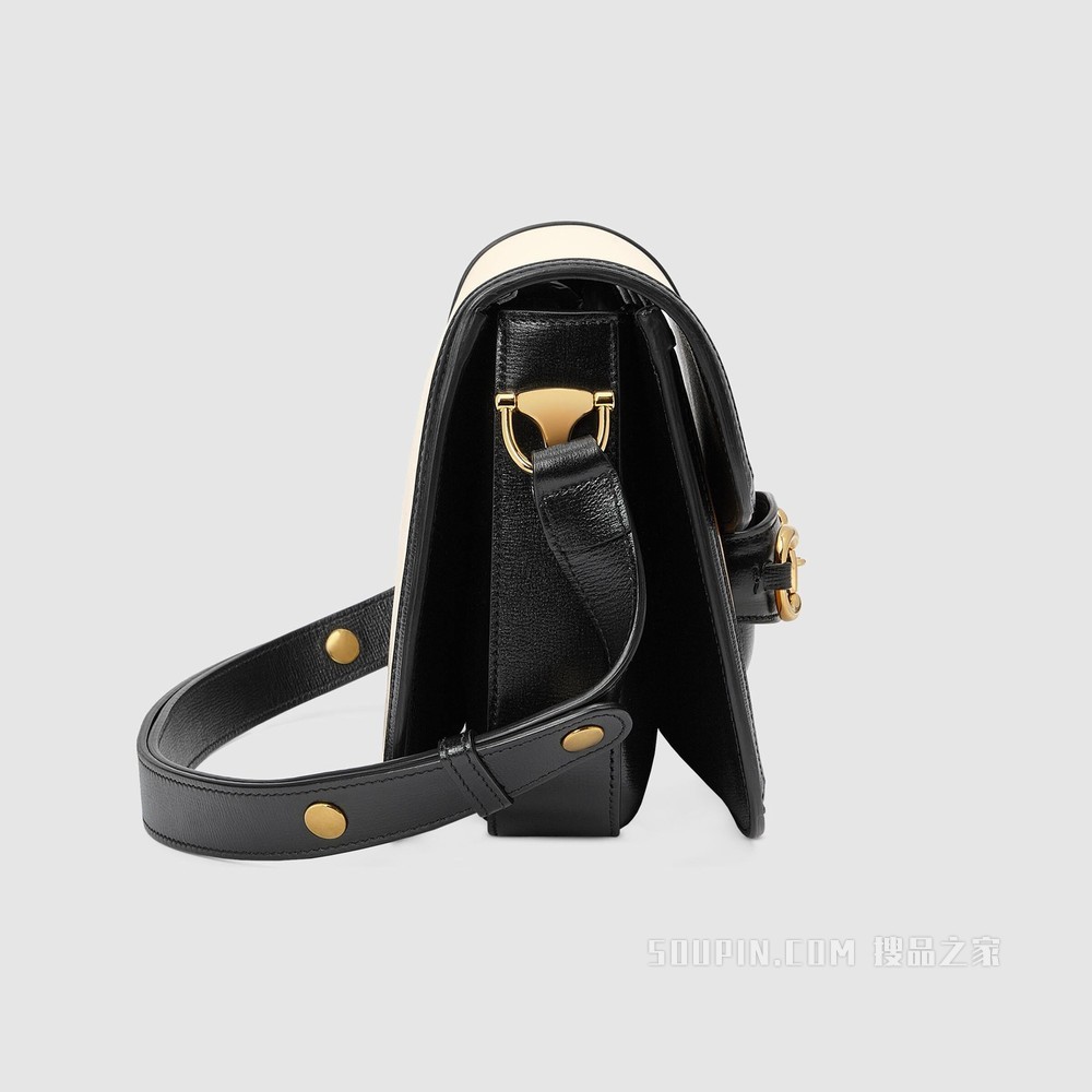 Gucci 马衔扣1955系列肩背包 焦橙色和白色皮革