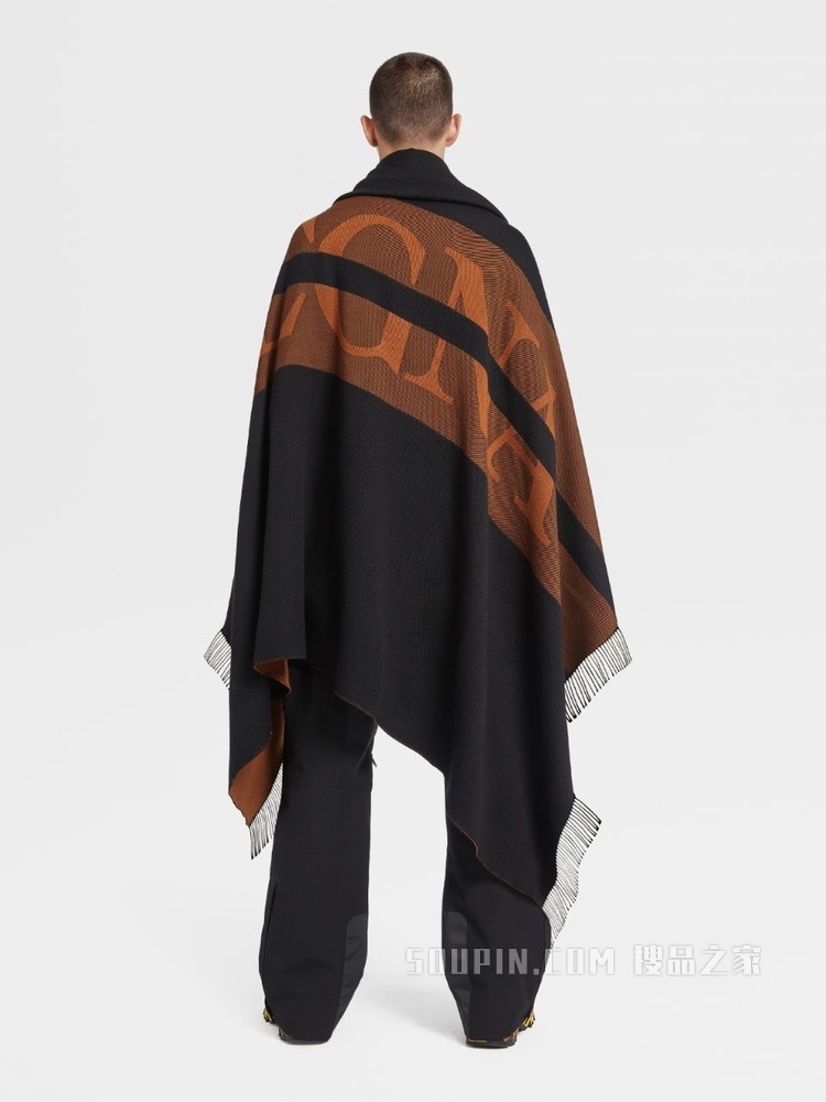 骆马色黑色 Techmerino™ 羊毛毯