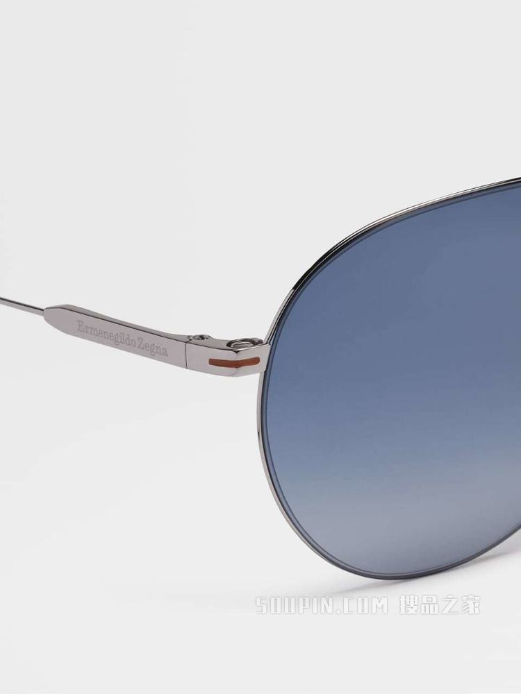 Leggerissimo亮钯金色金属太阳镜