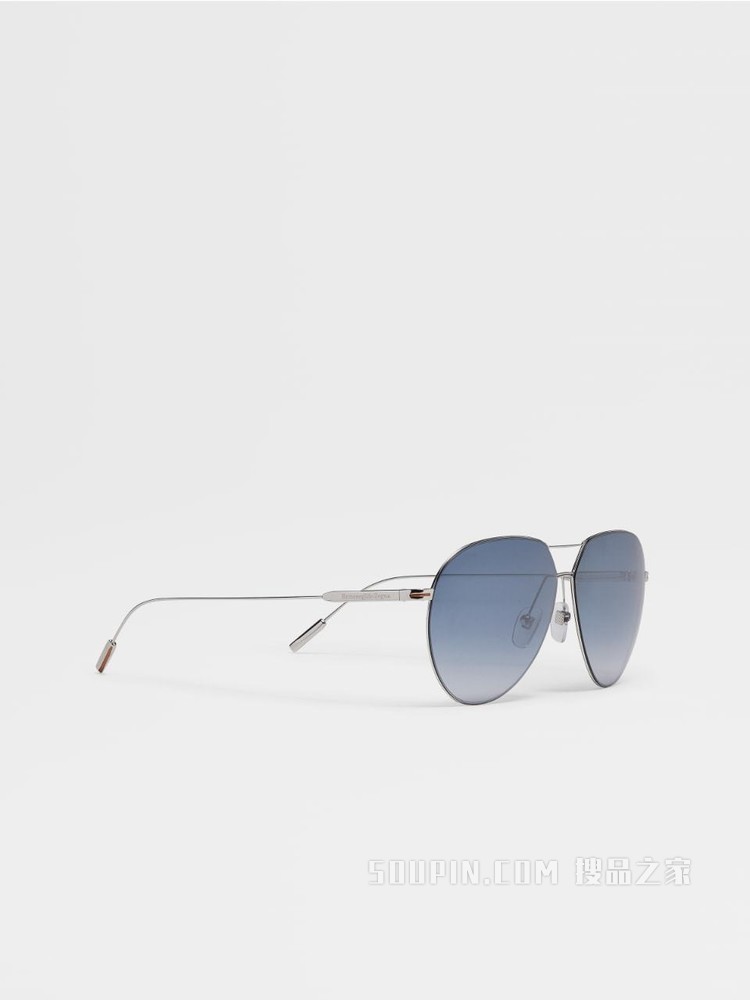 Leggerissimo亮钯金色金属太阳镜