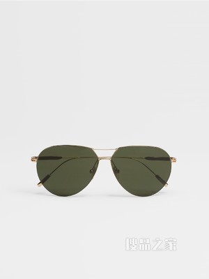 Leggerissimo亮面深金色金属太阳镜