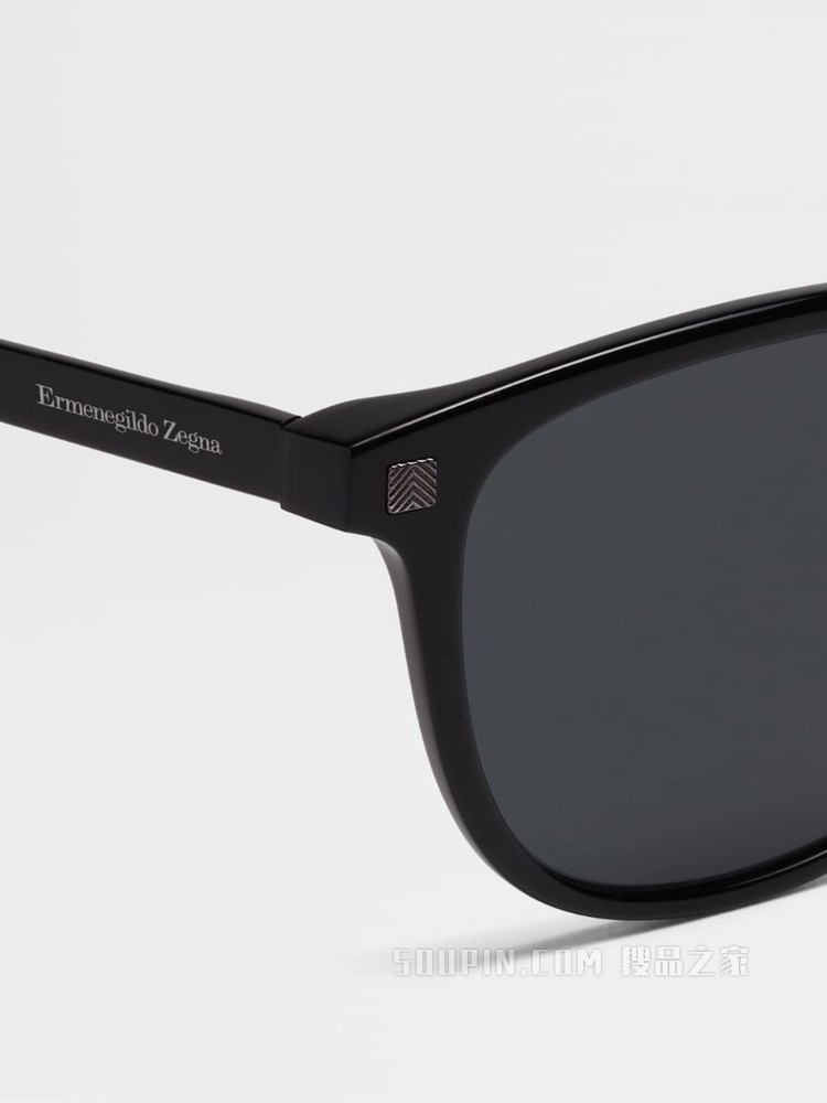 Leggerissimo亮黑醋酸纤维太阳镜