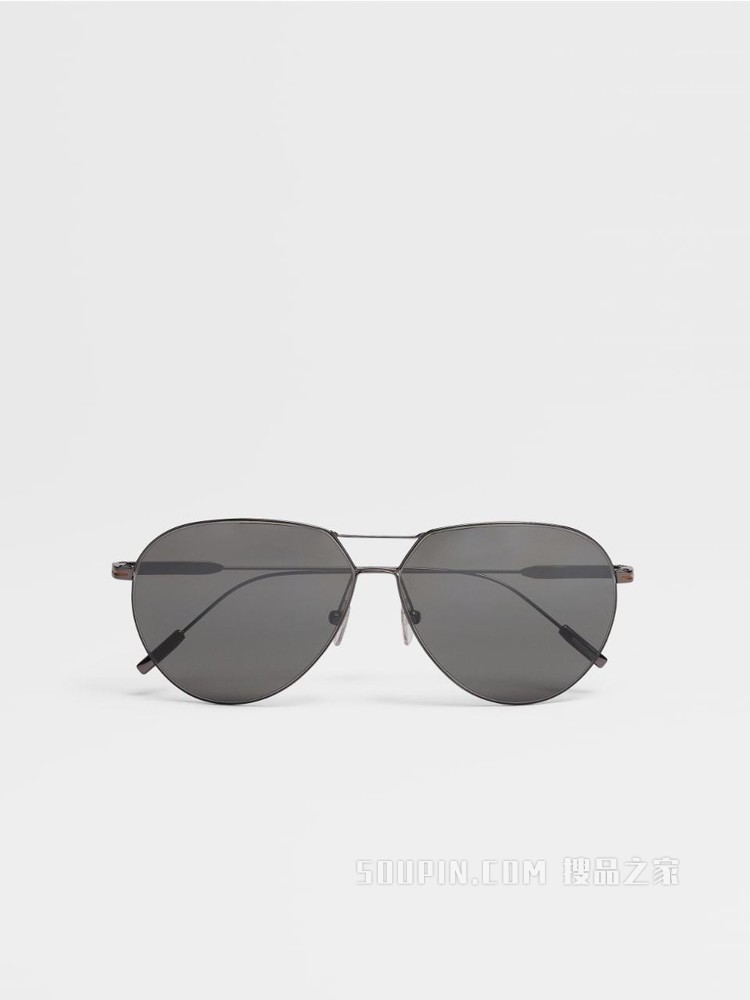 Leggerissimo亮面炮铜色金属太阳镜