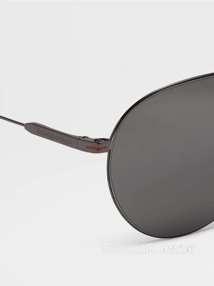 Leggerissimo亮面炮铜色金属太阳镜