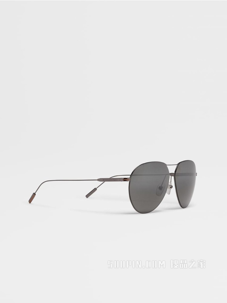 Leggerissimo亮面炮铜色金属太阳镜