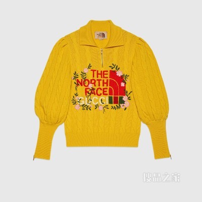 The North Face x Gucci联名系列Polo衫式毛衣 黄色