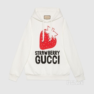 “Strawberry Gucci”印花棉质卫衣 米白色