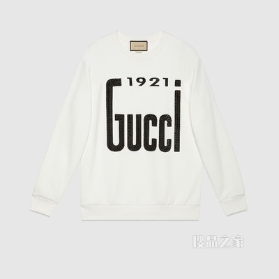 水晶“1921 Gucci”印花卫衣 米白色