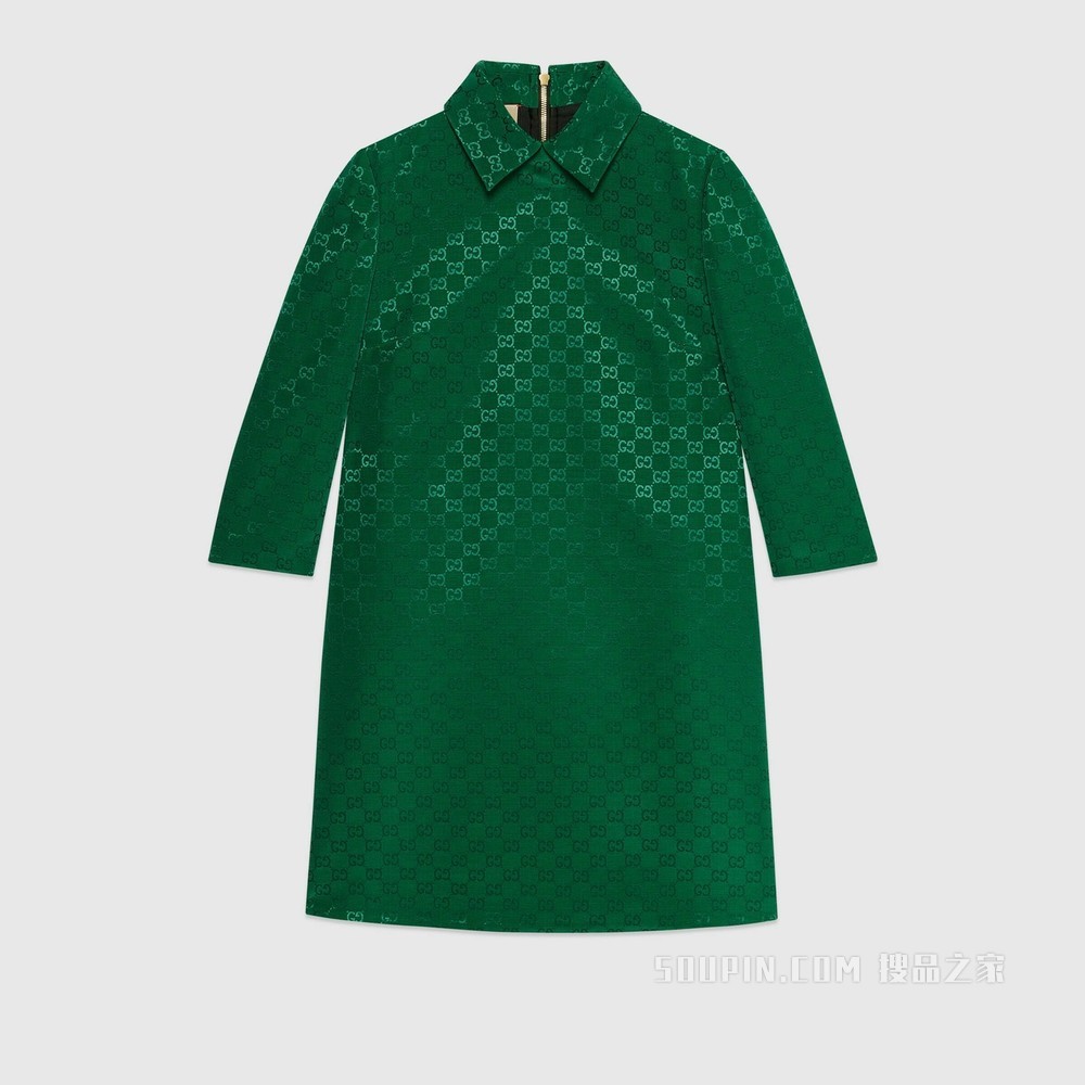 轻质GG帆布连衣裙 翠绿色