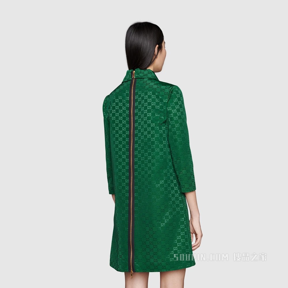 轻质GG帆布连衣裙 翠绿色