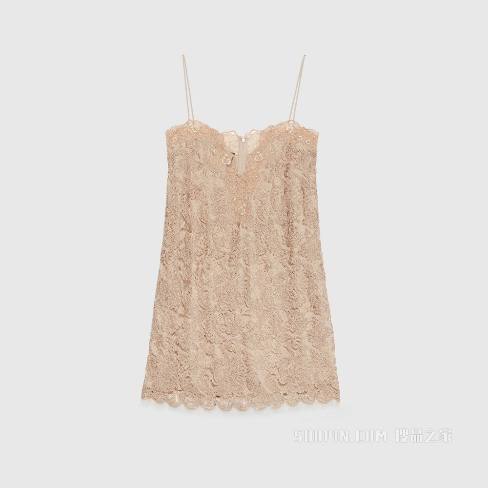 花卉蕾丝连衣裙 玫瑰米色