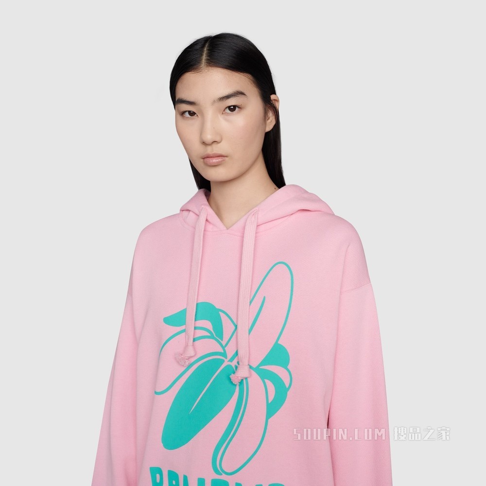 “Cherry Gucci”印花棉质卫衣 浅粉色