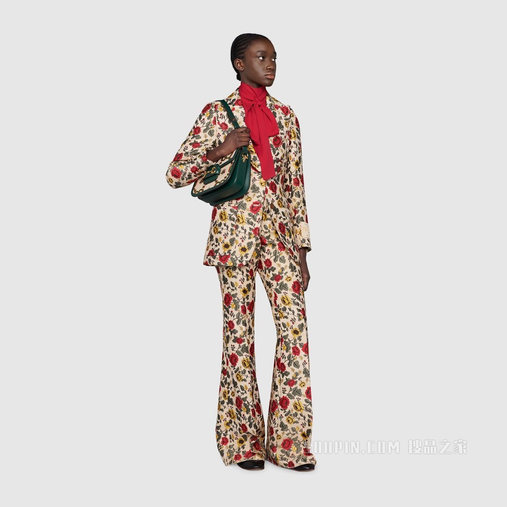 Gucci 100特别系列花卉提花夹克 象牙白