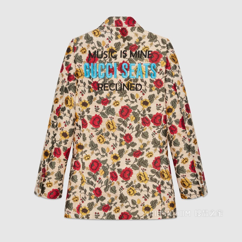 Gucci 100特别系列花卉提花夹克 象牙白