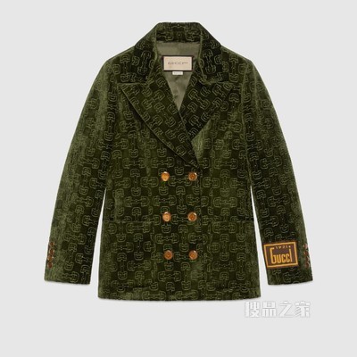 Gucci 100特别系列马衔扣提花夹克 森林绿