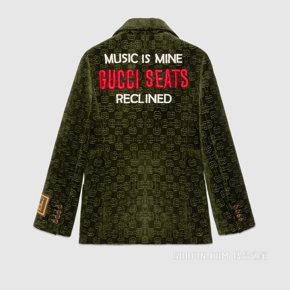 Gucci 100特别系列马衔扣提花夹克 森林绿