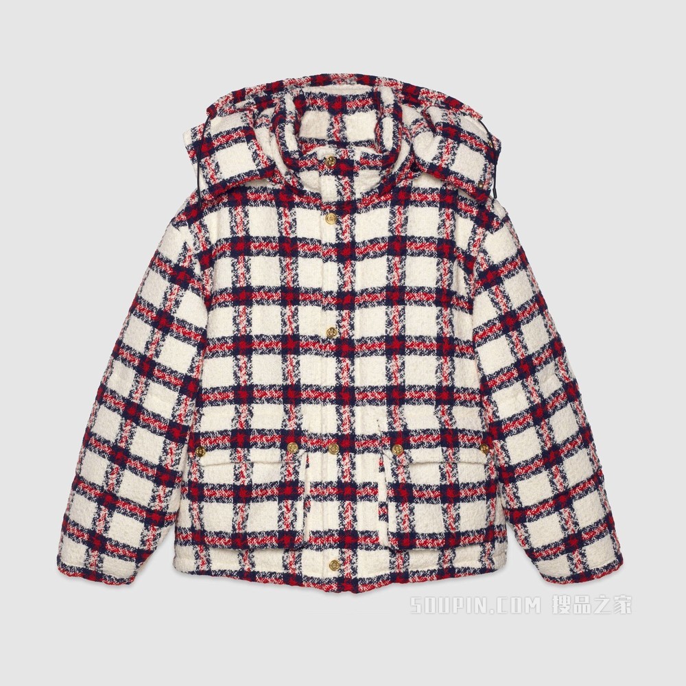 格纹花呢夹棉夹克 多色