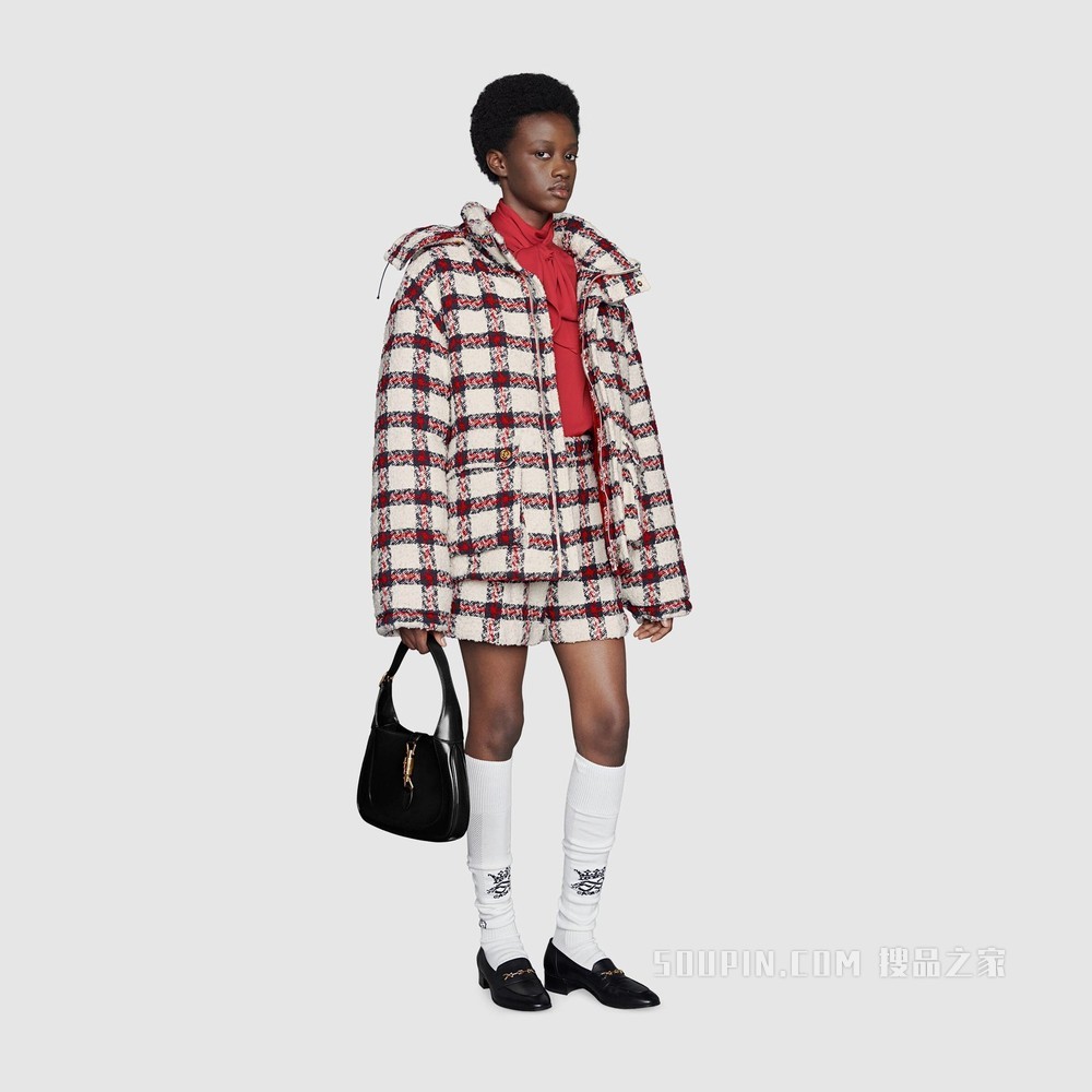 格纹花呢夹棉夹克 多色