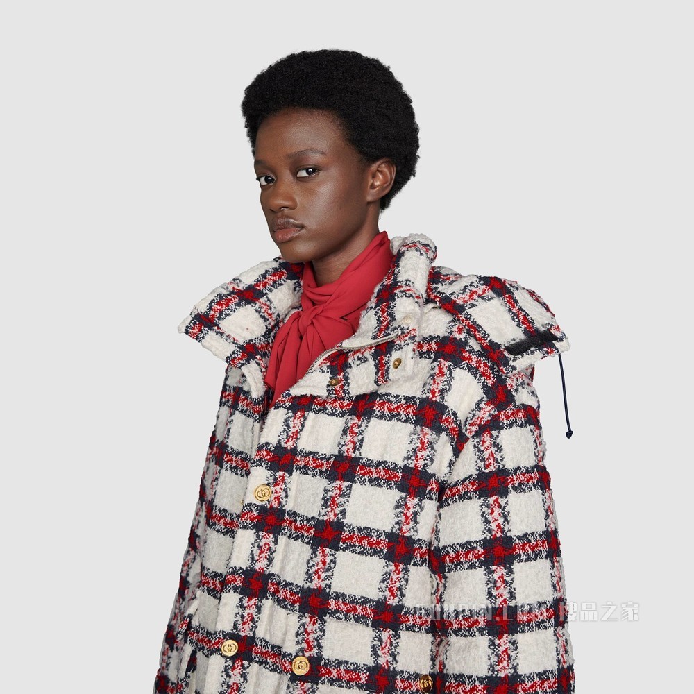 格纹花呢夹棉夹克 多色