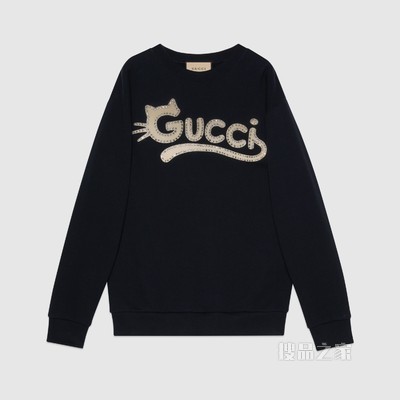 Gucci猫咪标识卫衣 黑色