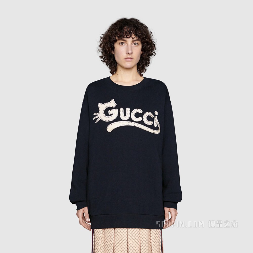 Gucci猫咪标识卫衣 黑色
