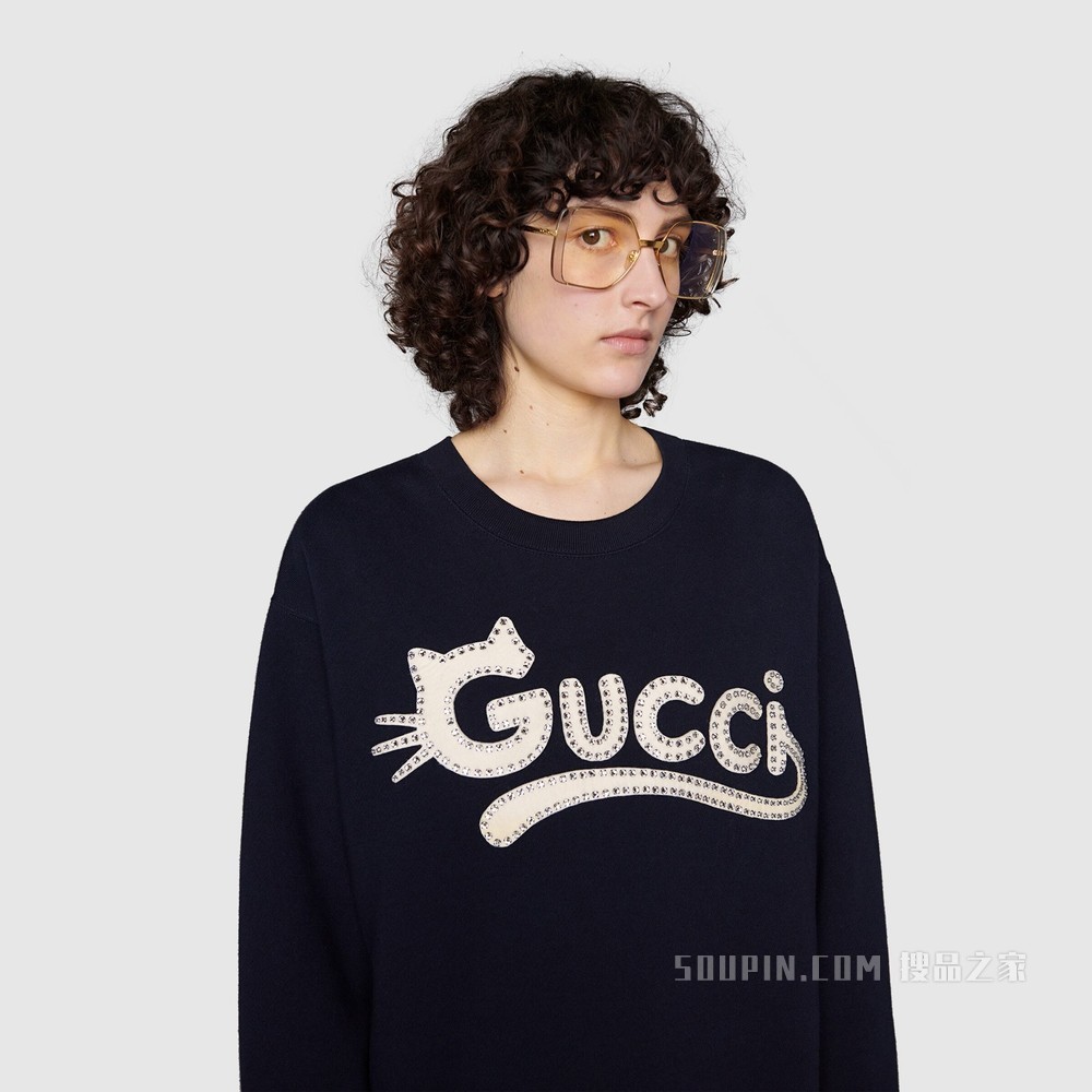 Gucci猫咪标识卫衣 黑色