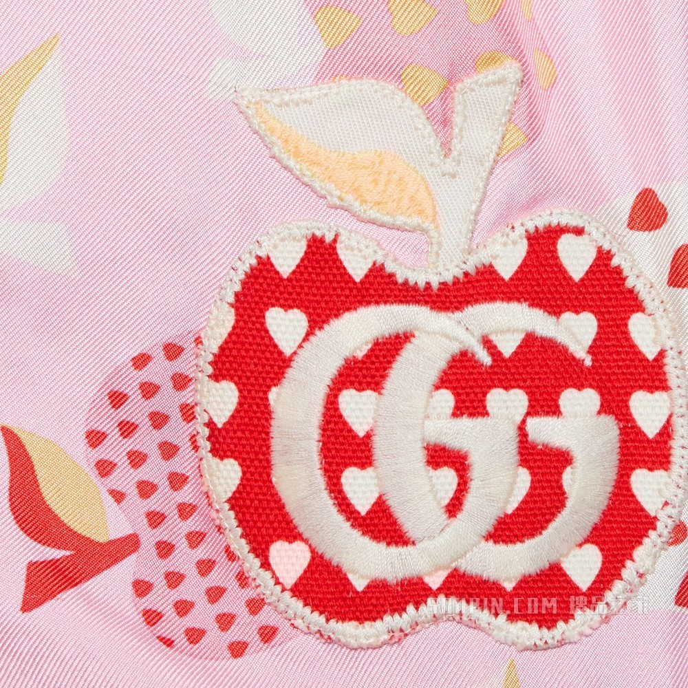 女士心苹果图案真丝短裤 粉色