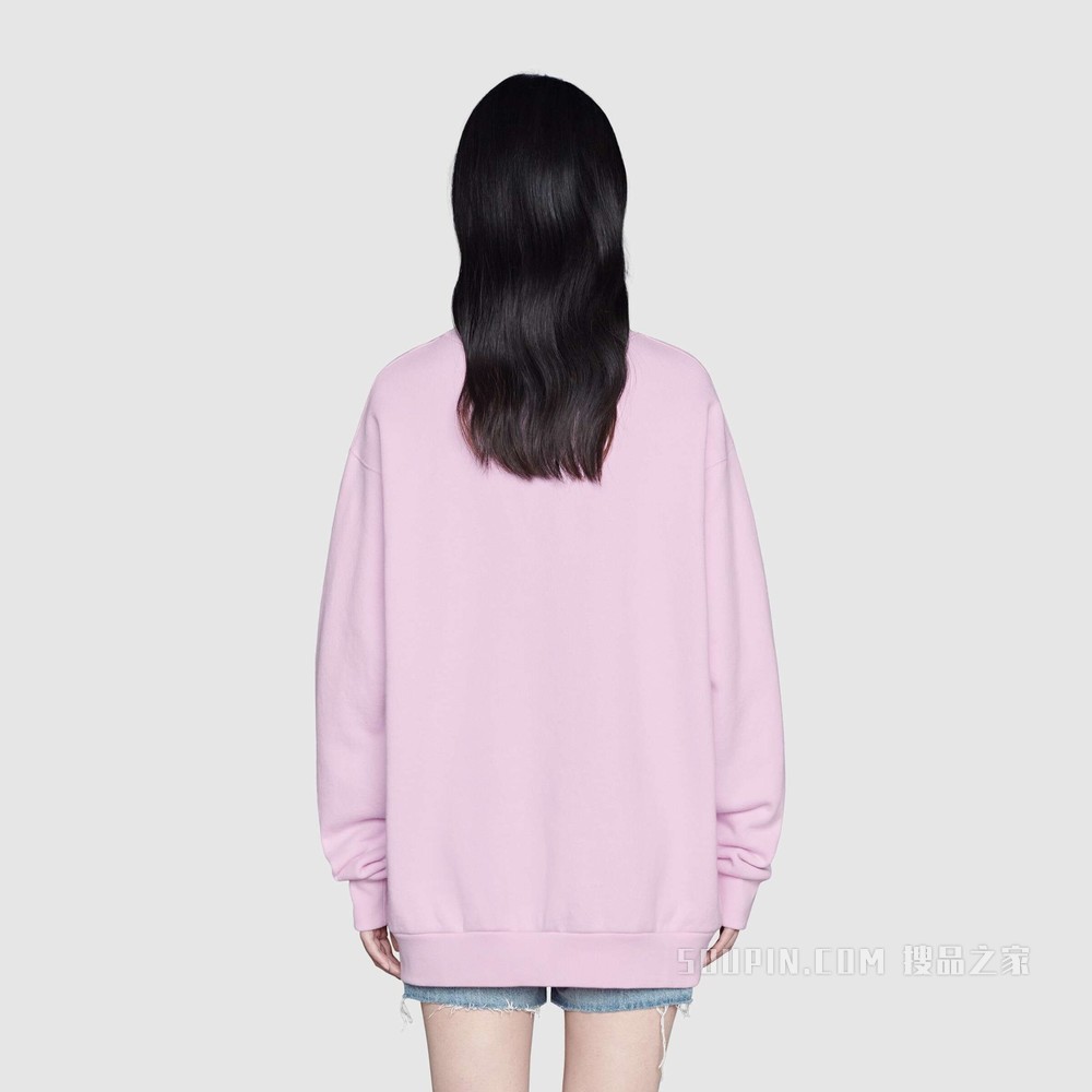女士心苹果图案卫衣 粉色