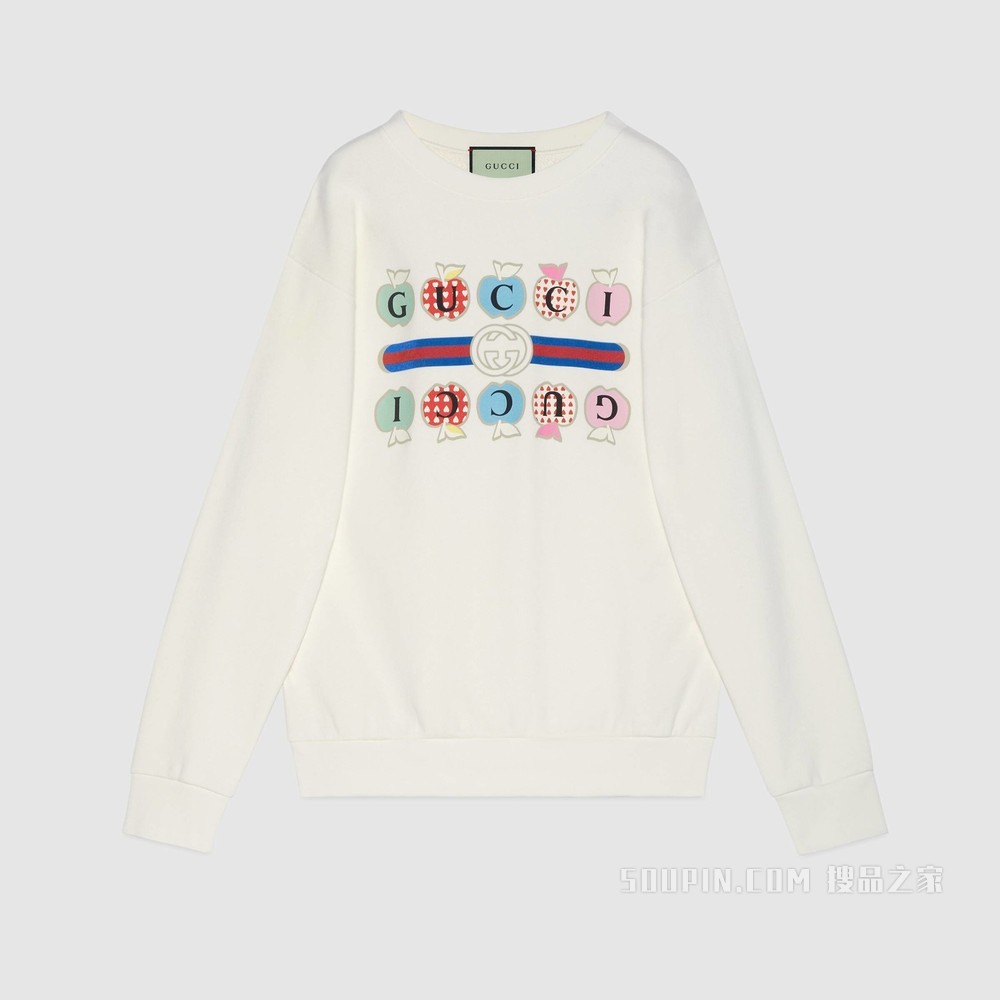 心苹果图案卫衣 米白色