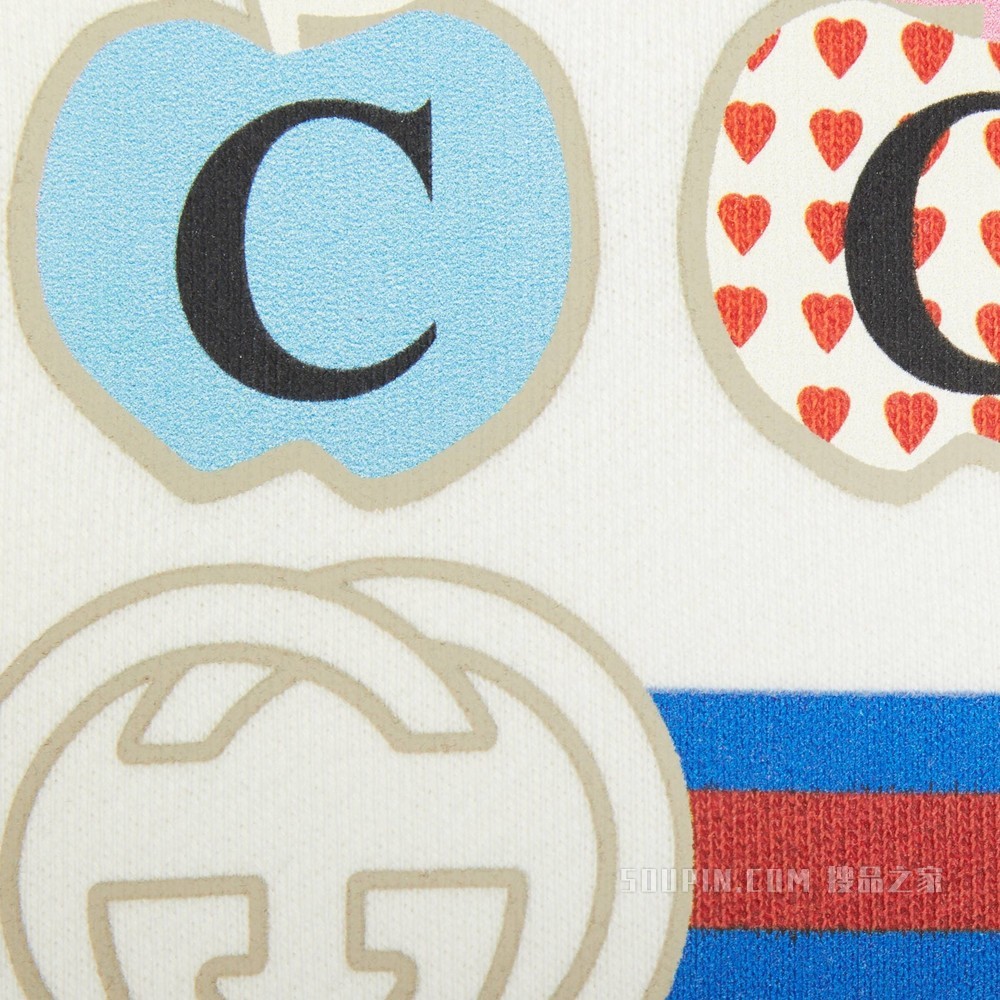 心苹果图案卫衣 米白色