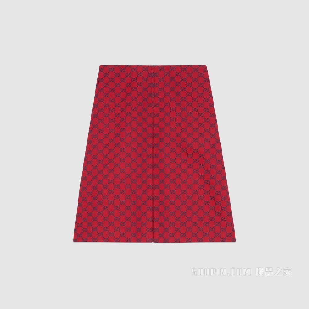 古驰520特别系列双G帆布半身裙 红色和蓝色