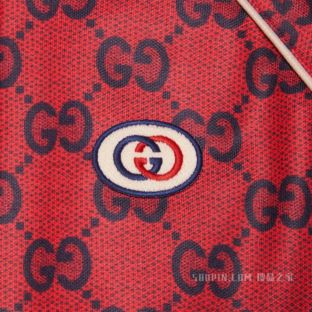 古驰520特别系列双G平纹针织夹克 红色和蓝色