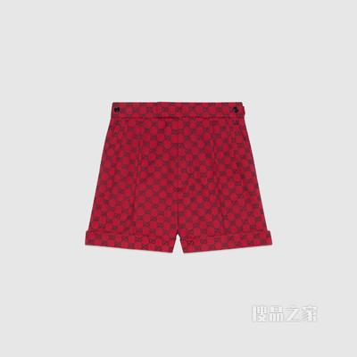 古驰520特别系列双G帆布短裤 红色和蓝色