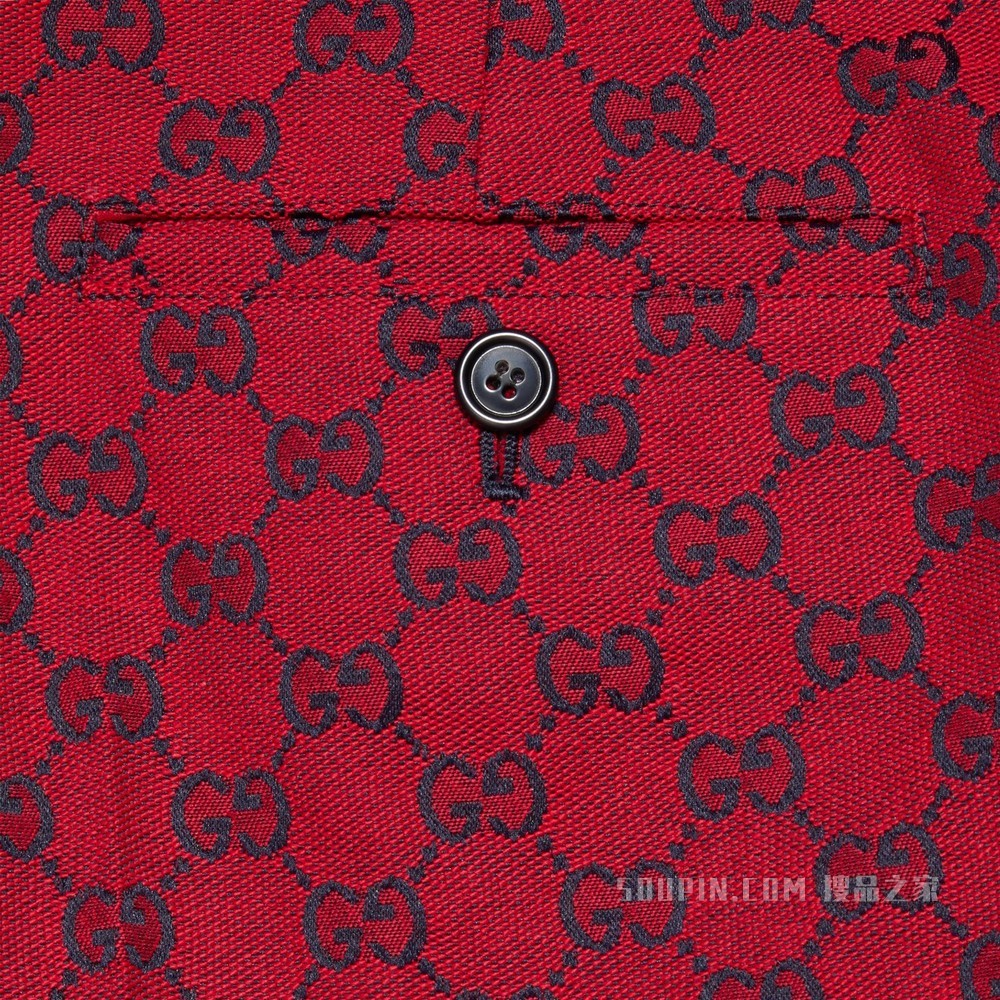 古驰520特别系列双G帆布短裤 红色和蓝色