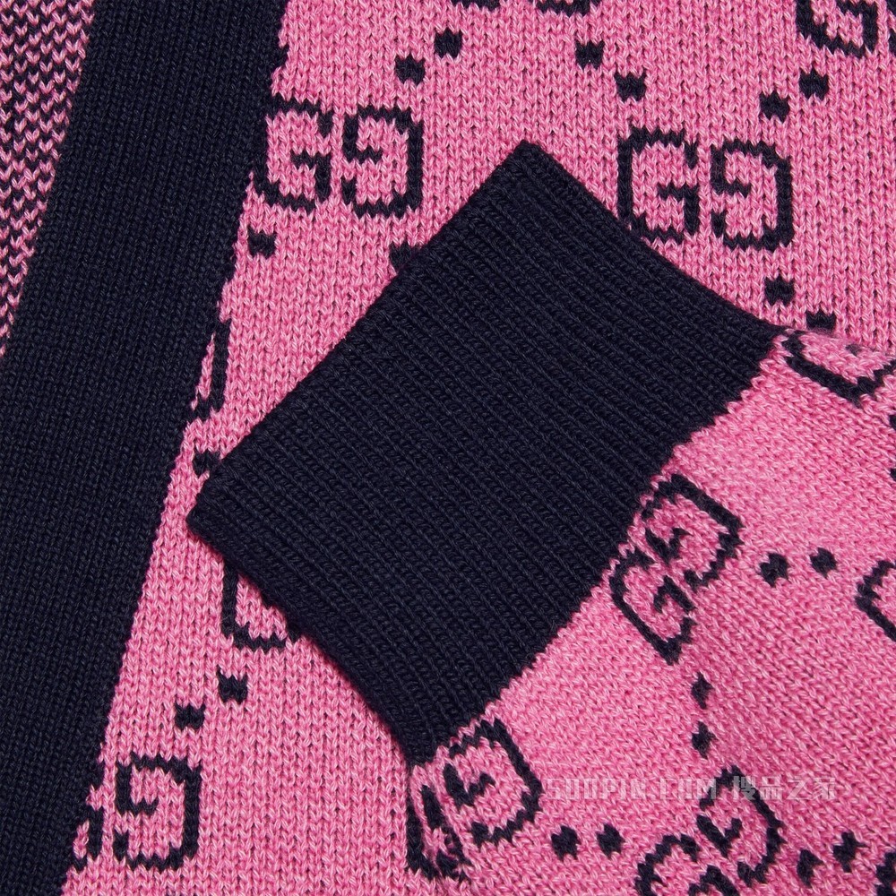 GG Multicolor系列棉毛混纺开衫 粉色和蓝色