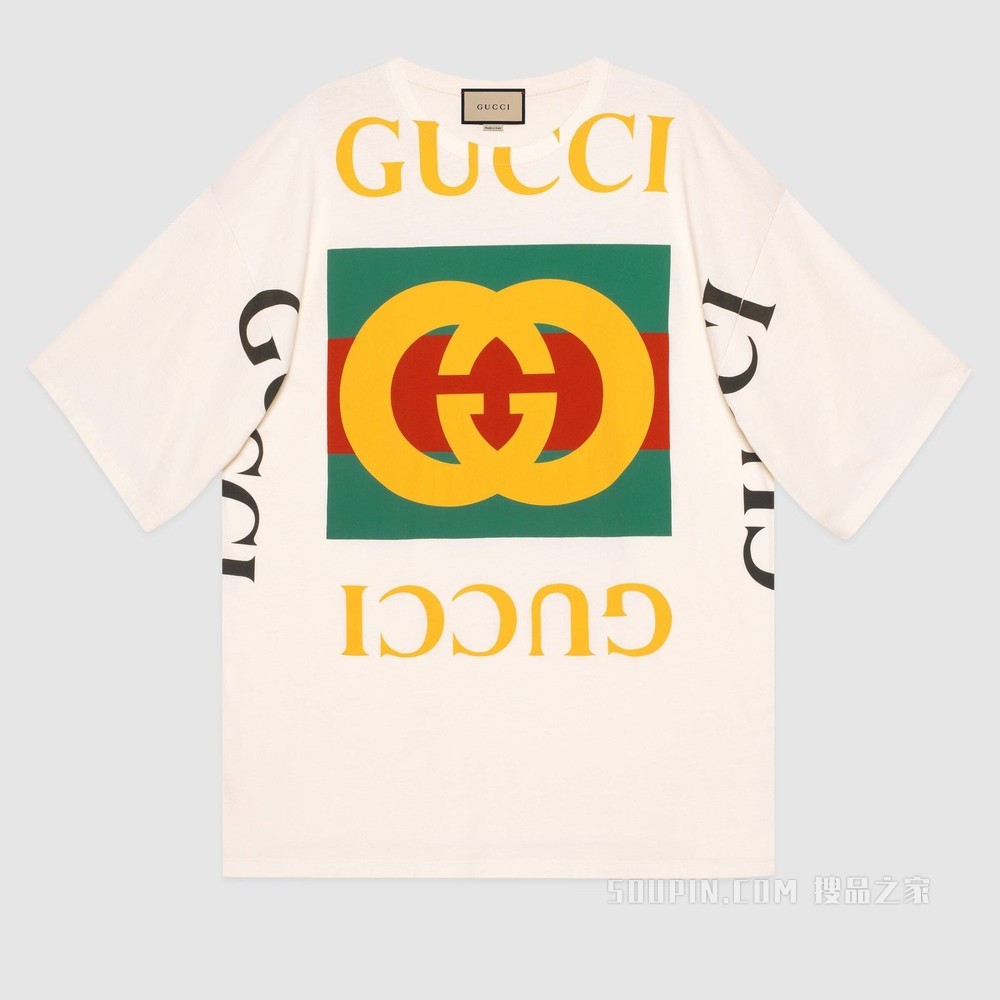 Gucci 标识廓形 T 恤 白色棉布