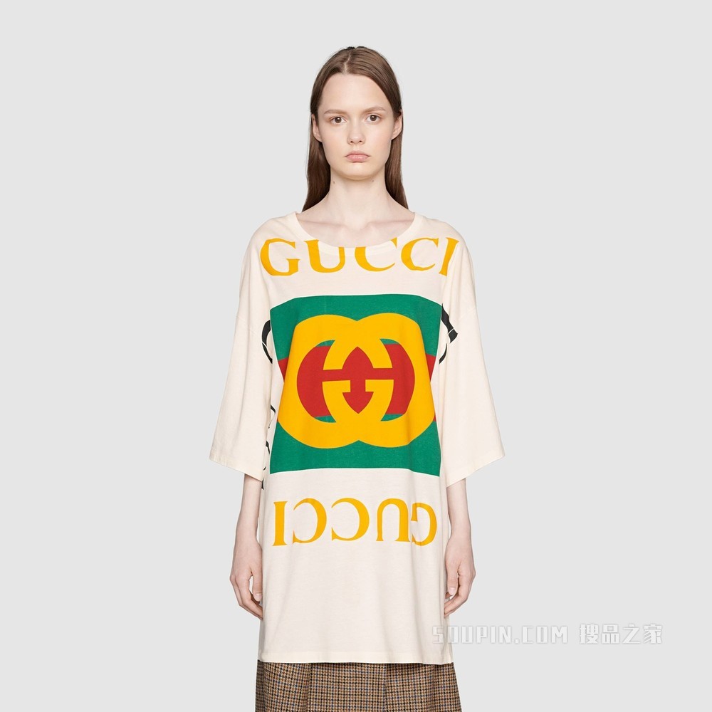 Gucci 标识廓形 T 恤 白色棉布