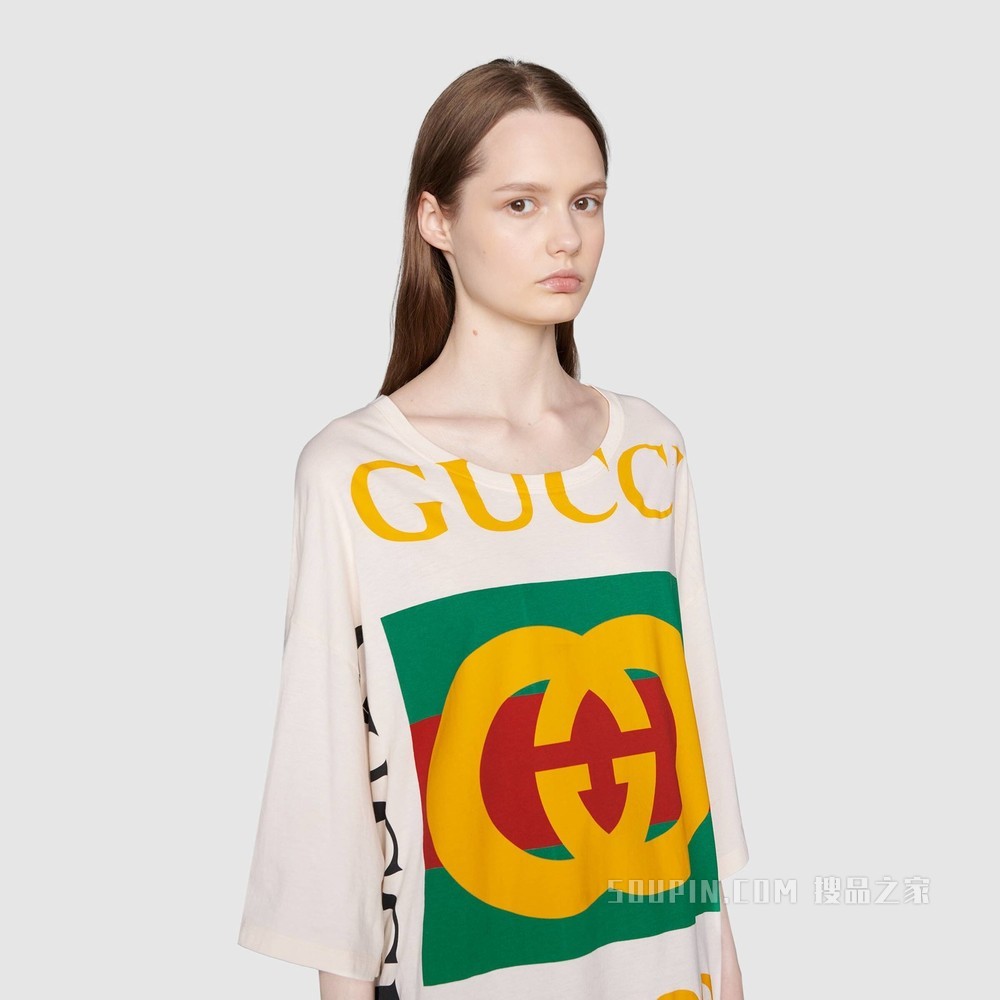 Gucci 标识廓形 T 恤 白色棉布