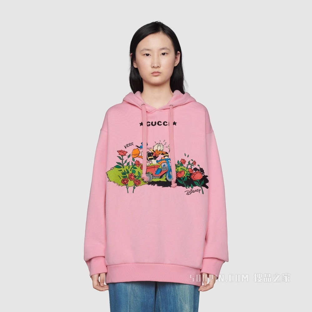 Disney x Gucci唐老鸭印花棉质卫衣 粉色
