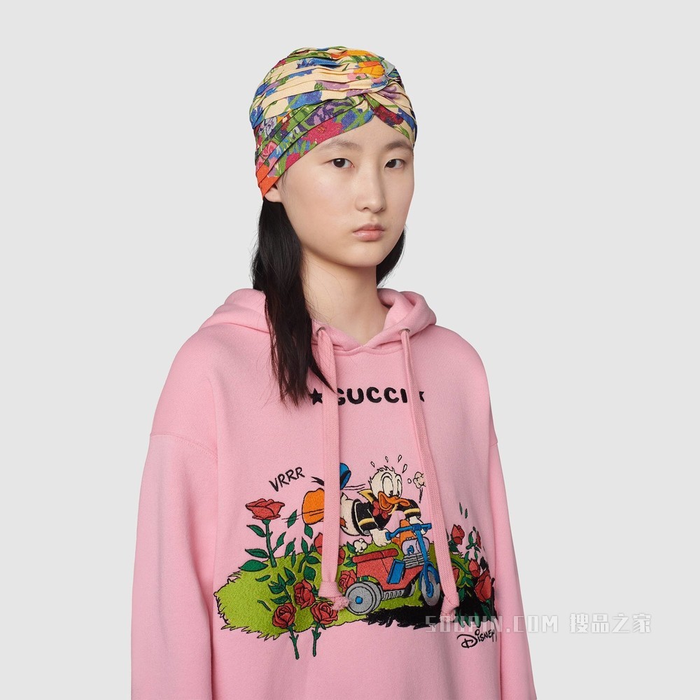 Disney x Gucci唐老鸭印花棉质卫衣 粉色