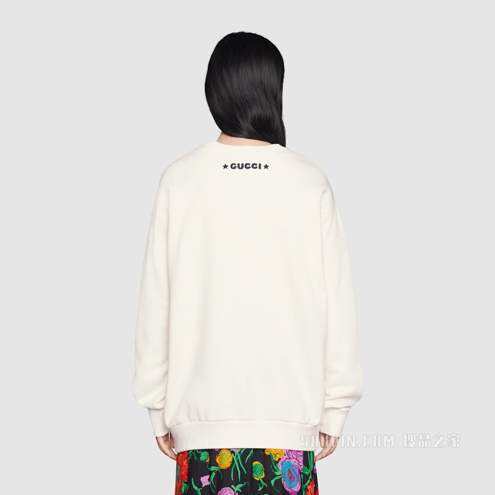 Disney x Gucci唐老鸭印花棉质卫衣 白色