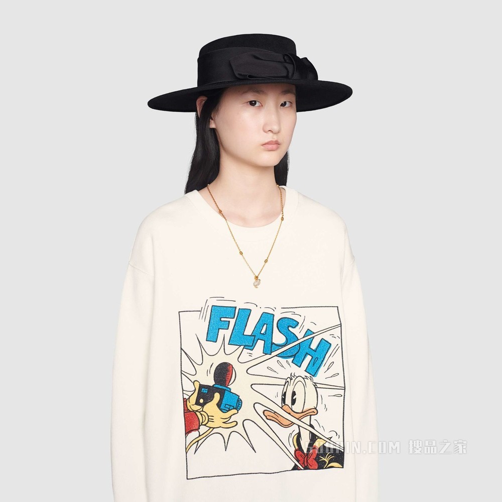 Disney x Gucci唐老鸭印花棉质卫衣 白色