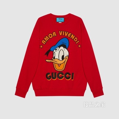 Disney x Gucci唐老鸭印花棉质卫衣 红色